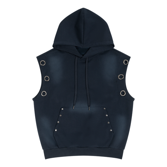 Unisex Vintage Wash Sun Fade Sleeveless Hoodie - Matrix Concept