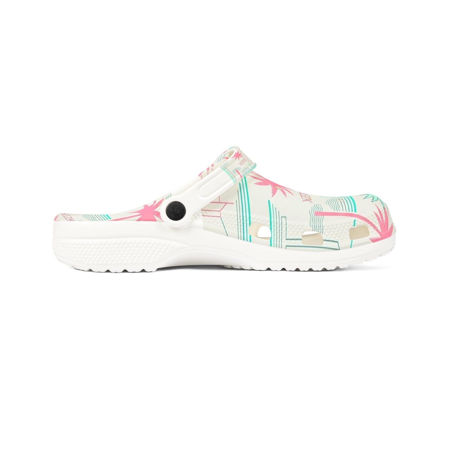 Palm Print EVA Clogs — Tropical Pastel Beach Slip-Ons