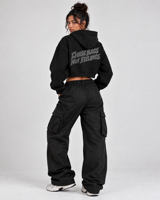 ESSENTIAL CROPPED HOODIE - CHASE BAGS NOT FEEELINGS