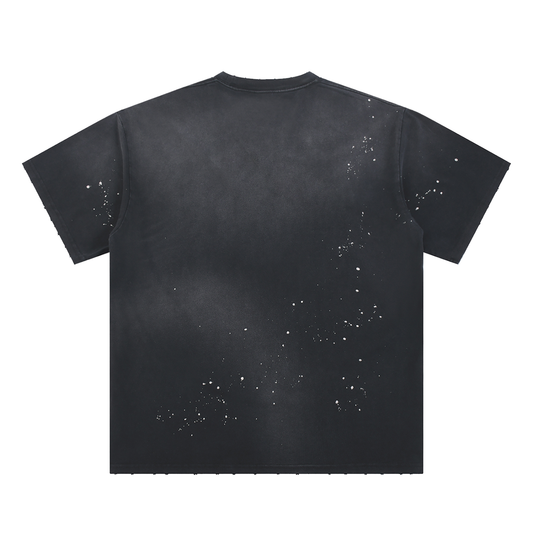 Hand-Frayed Sunfade Paint Splatter T-Shirt - AREA 51