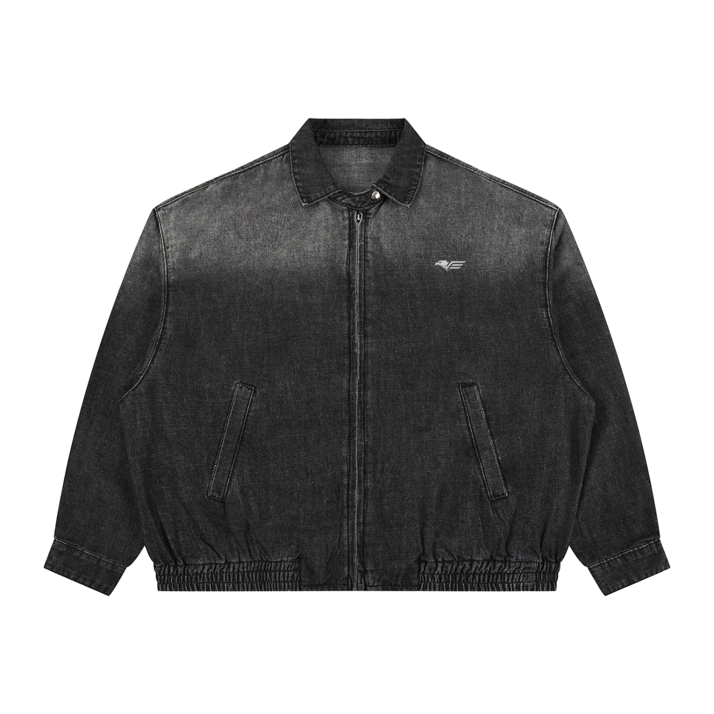 Unisex Vintage Wash Full-Zip Denim Jacket