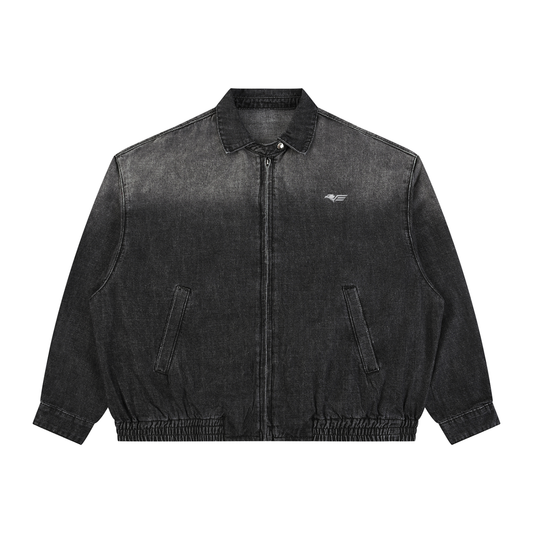 Unisex Vintage Wash Full-Zip Denim Jacket