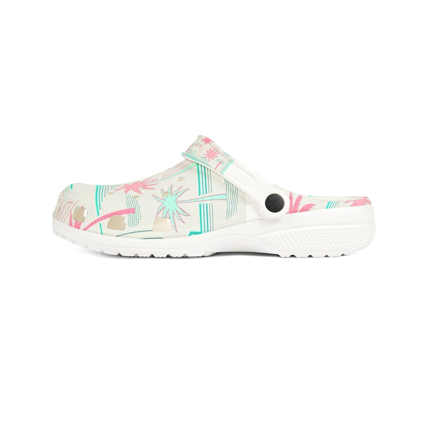 Palm Print EVA Clogs — Tropical Pastel Beach Slip-Ons