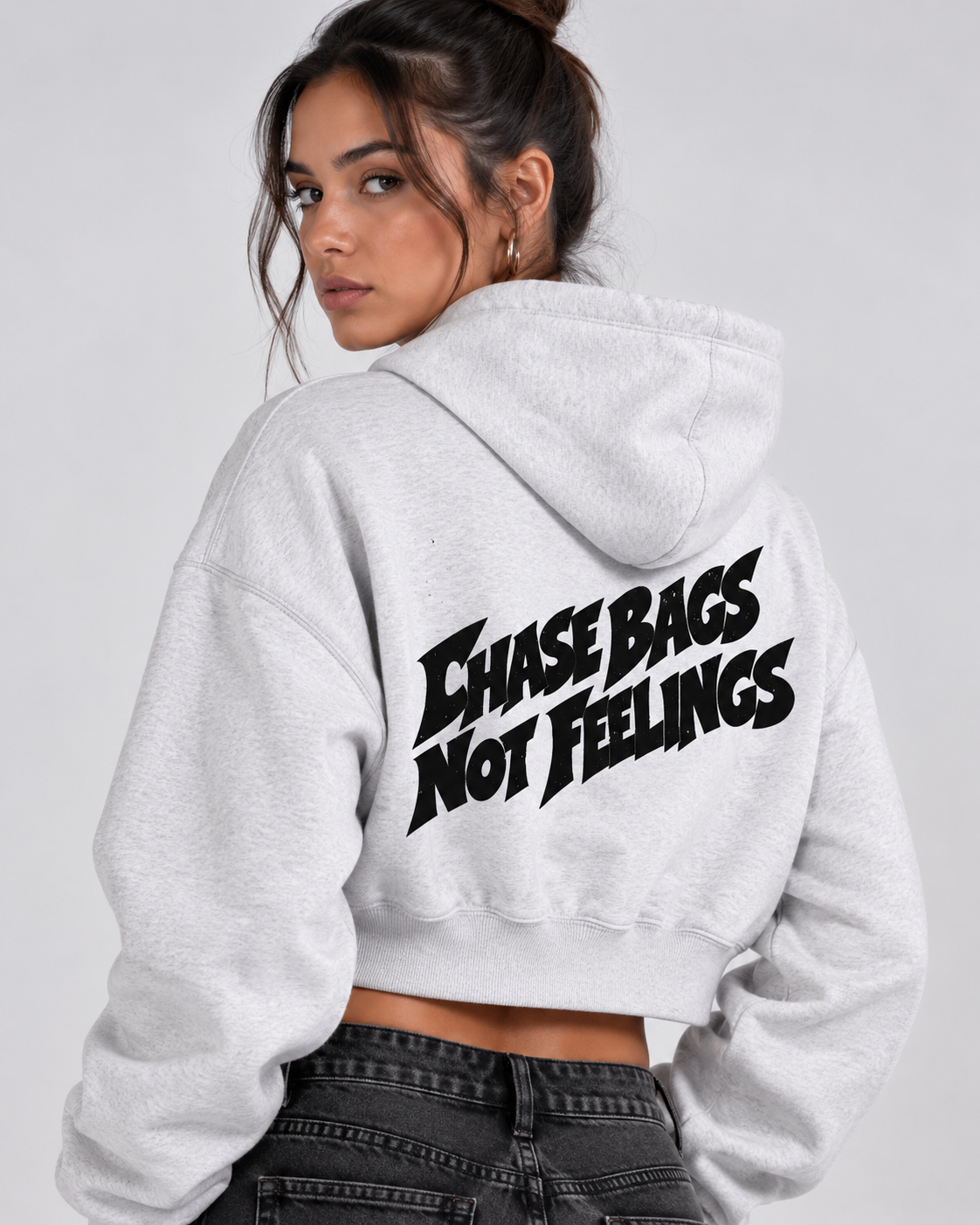 ESSENTIAL CROPPED HOODIE - CHASE BAGS NOT FEEELINGS