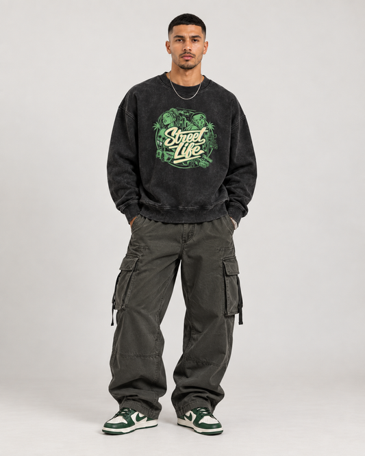 Drop Shoulder Crewneck Sweatshirt -STREET LYF