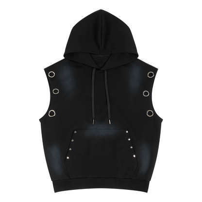 Unisex Vintage Wash Sun Fade Sleeveless Hoodie - Matrix Concept