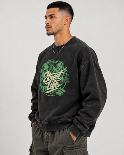 Drop Shoulder Crewneck Sweatshirt -STREET LYF