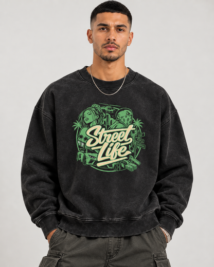 Drop Shoulder Crewneck Sweatshirt -STREET LYF