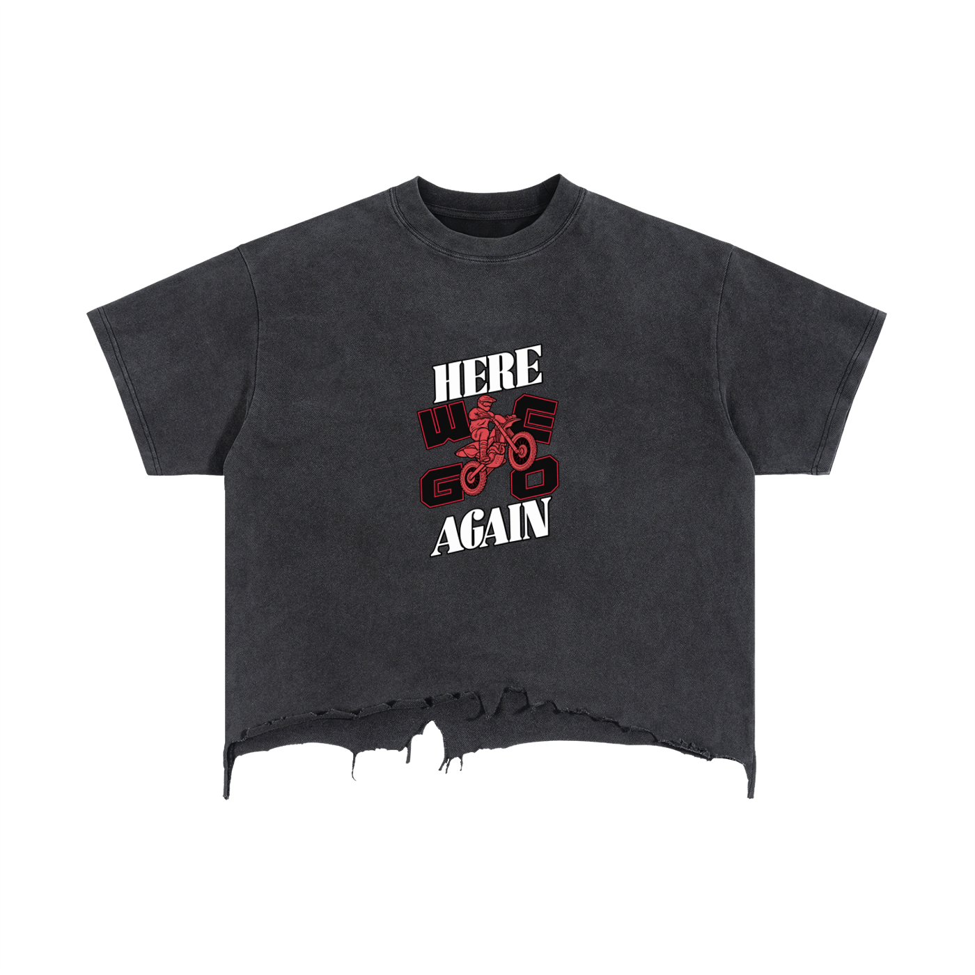 Vintage Wash Boxy Distressed Hem T-Shirt - RIDE MODE