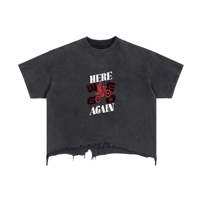 Vintage Wash Boxy Distressed Hem T-Shirt - RIDE MODE
