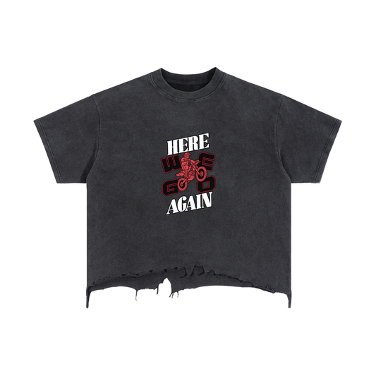 Vintage Wash Boxy Distressed Hem T-Shirt - RIDE MODE