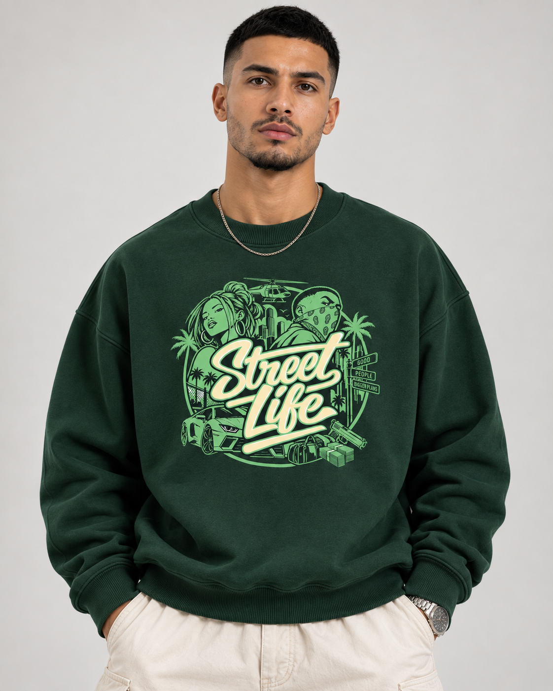 Drop Shoulder Crewneck Sweatshirt -STREET LYF