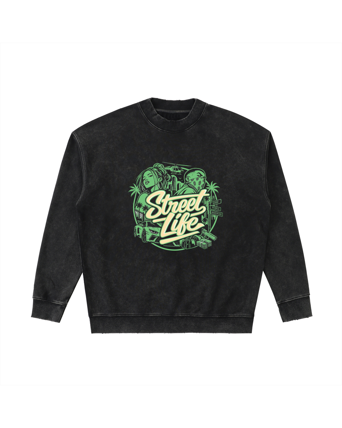 Drop Shoulder Crewneck Sweatshirt -STREET LYF