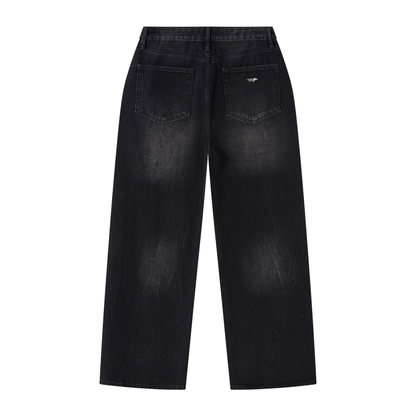Men's Plain  Vintage Wash Wide Leg Jeans