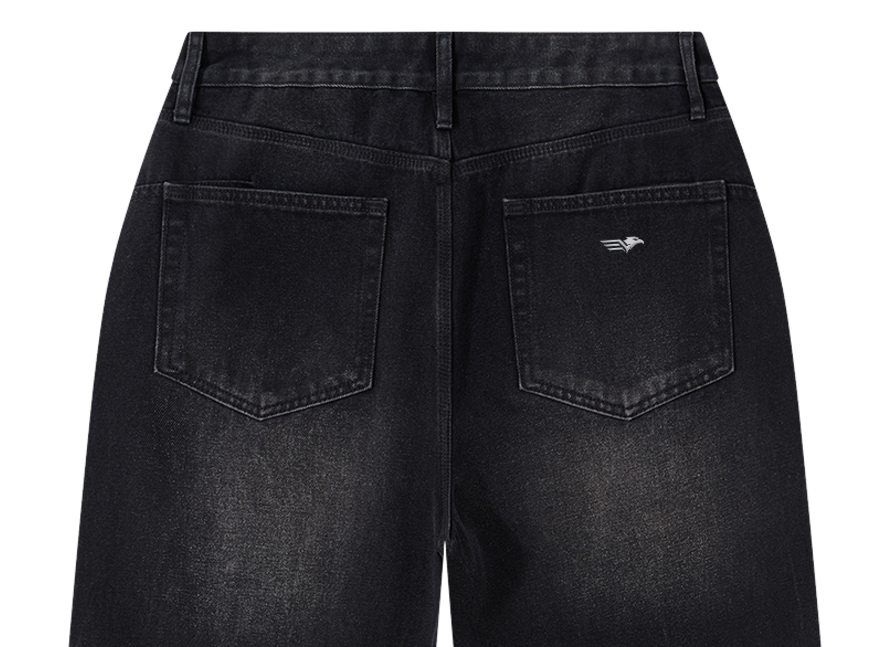 Men's Plain  Vintage Wash Wide Leg Jeans