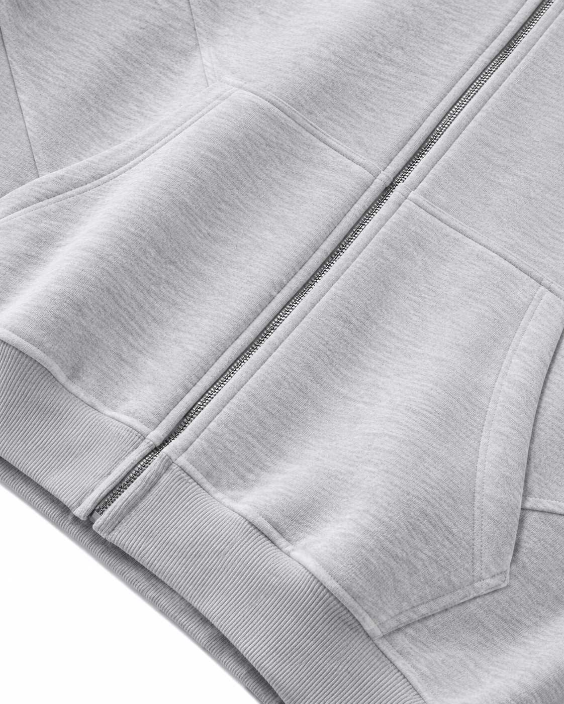 Contrast-Stitched Boxy Fleece Zip Hoodie