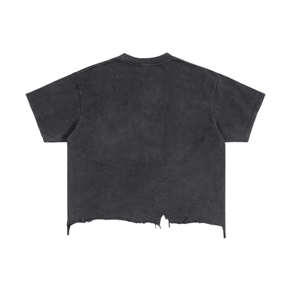 Vintage Wash Boxy Distressed Hem T-Shirt - RIDE MODE