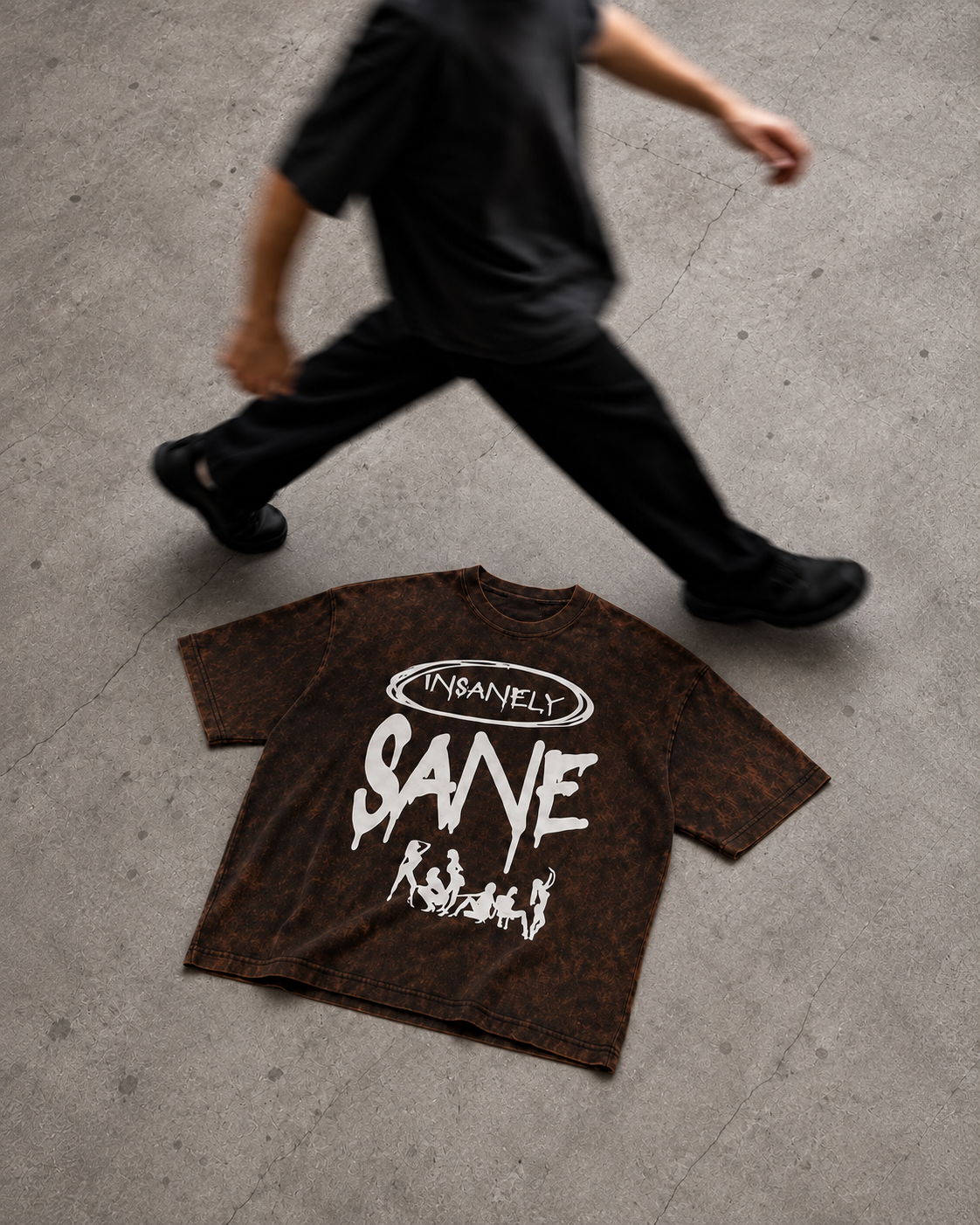 Men Mineral Wash Boxy T-Shirt - Insanely Sane