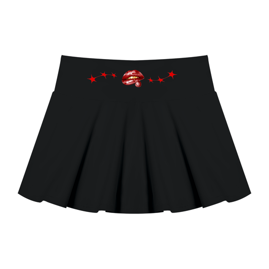 Women’s Pleated A-Line Skirt - Glossy Lips