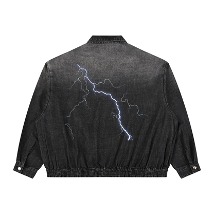 Unisex Vintage Wash Full-Zip Denim Jacket