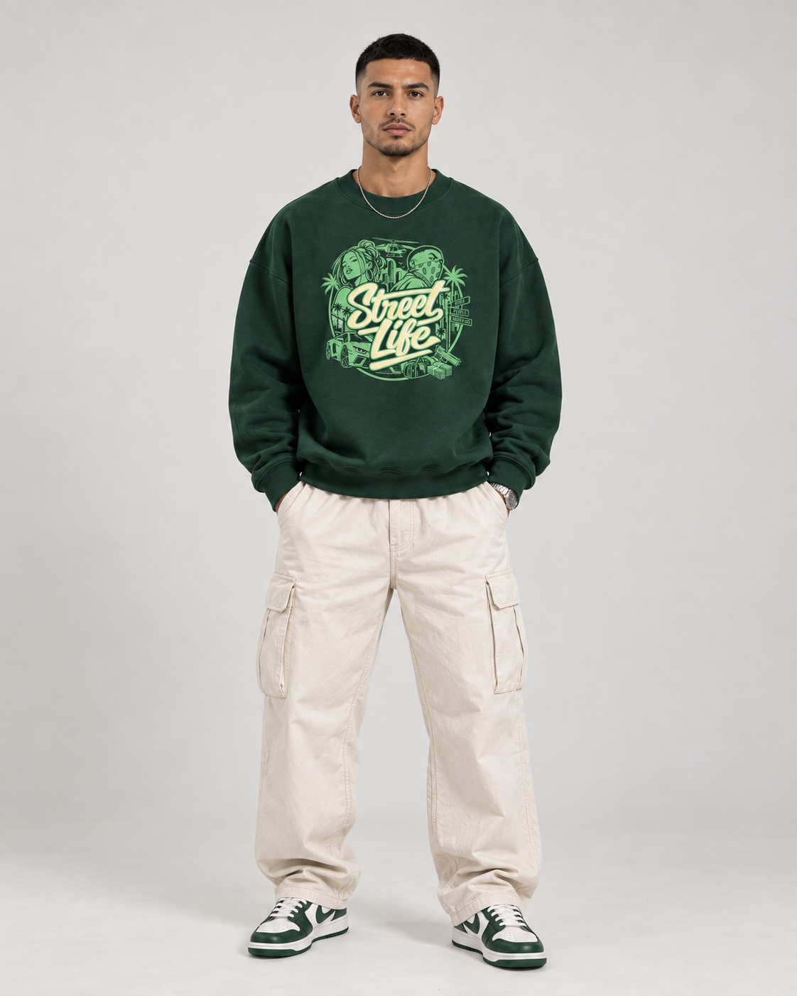 Drop Shoulder Crewneck Sweatshirt -STREET LYF