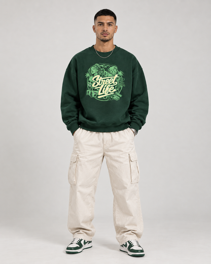 Drop Shoulder Crewneck Sweatshirt -STREET LYF