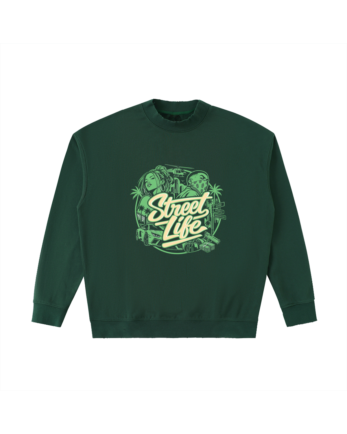 Drop Shoulder Crewneck Sweatshirt -STREET LYF