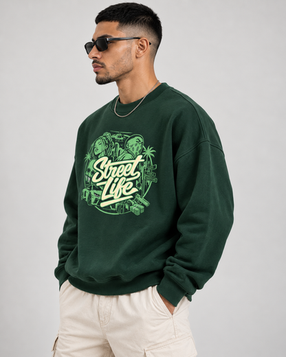 Drop Shoulder Crewneck Sweatshirt -STREET LYF
