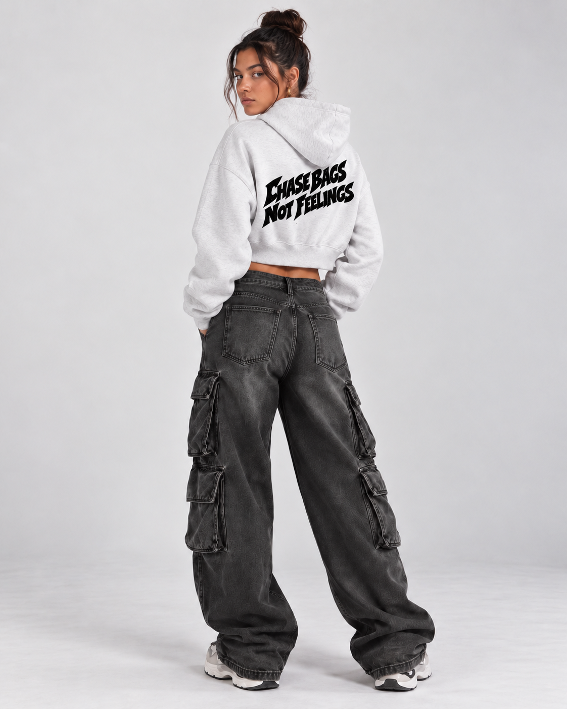 ESSENTIAL CROPPED HOODIE - CHASE BAGS NOT FEEELINGS