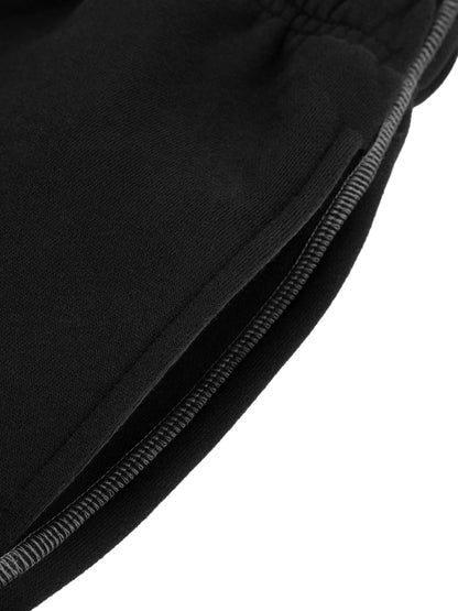 Contrast-Stitched Boxy Fleece Zip Hoodie