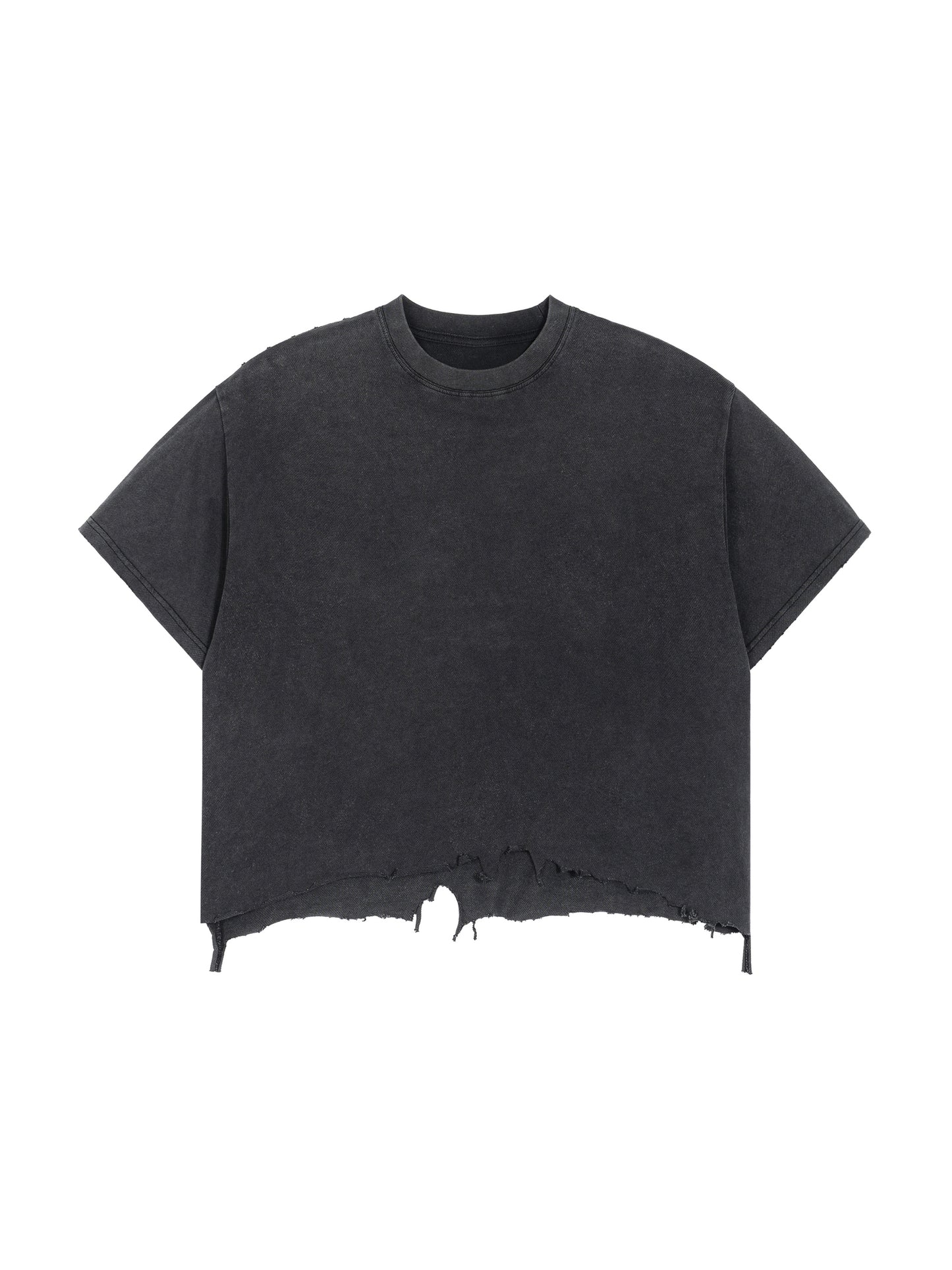 Vintage Wash Boxy Distressed Hem T-Shirt - RIDE MODE