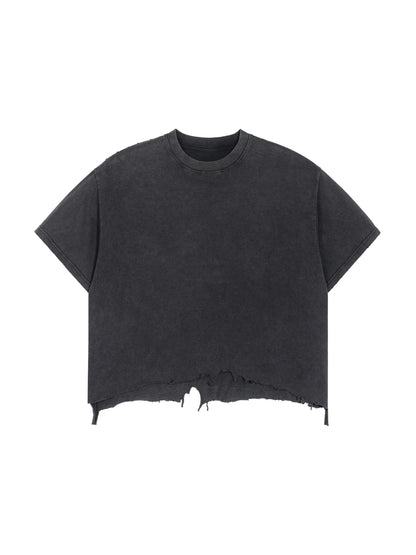 Vintage Wash Boxy Distressed Hem T-Shirt - RIDE MODE