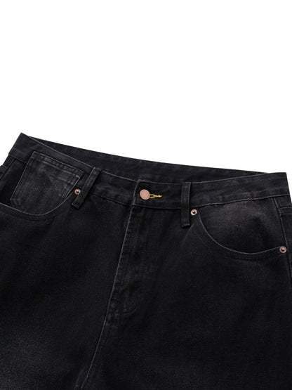 Men's Plain  Vintage Wash Wide Leg Jeans