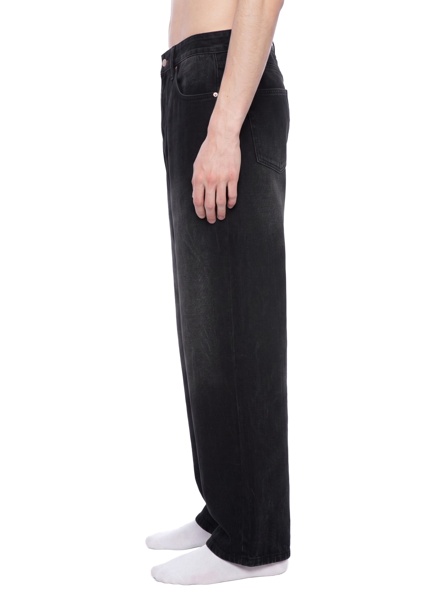 Men's Plain  Vintage Wash Wide Leg Jeans