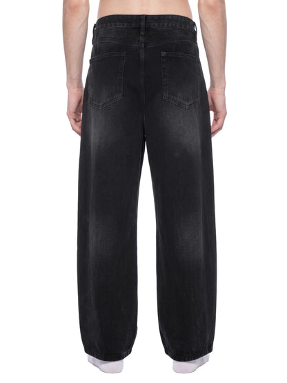 Men's Plain  Vintage Wash Wide Leg Jeans