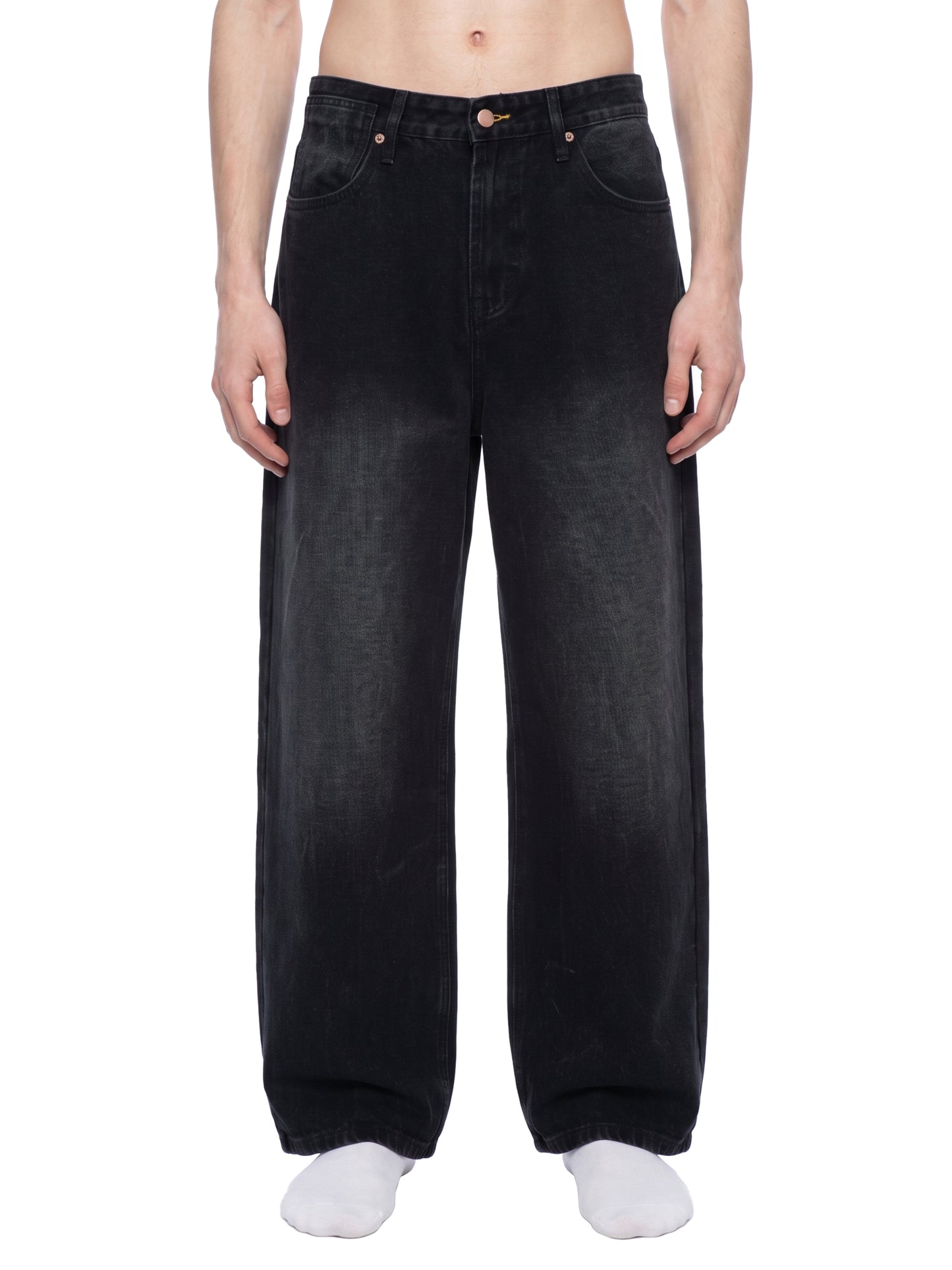 Men's Plain  Vintage Wash Wide Leg Jeans