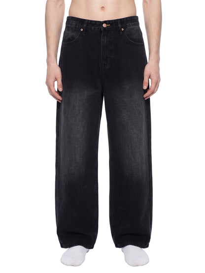 Men's Plain  Vintage Wash Wide Leg Jeans