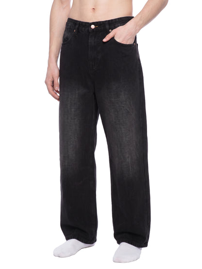 Men's Plain  Vintage Wash Wide Leg Jeans